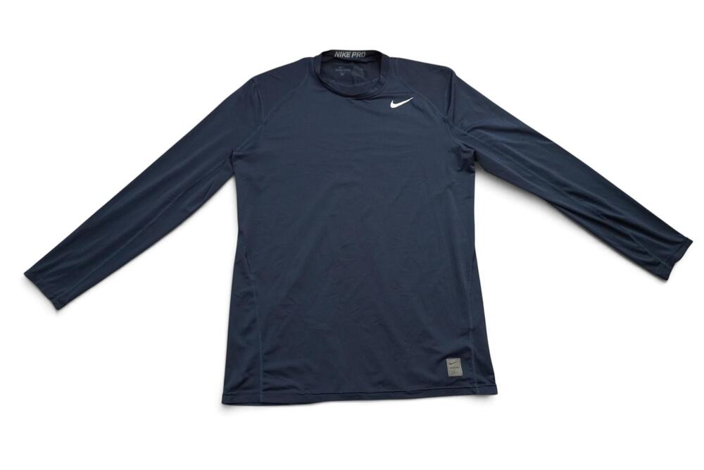 Nike Pro Dri-FIT Shirt Mens Large Blue Long Sleeve Fitted Base Layer Athletic